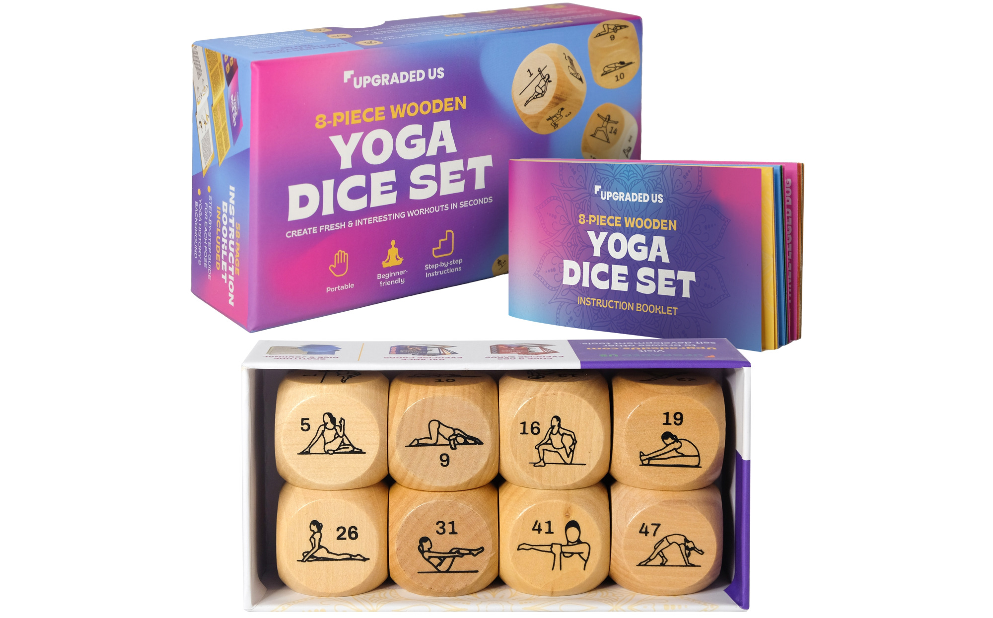 Games, Yoga Dice Kit Game Set Of 4 Dice 24 Yoga Poses Instructions  Professor Puzzle
